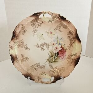 Vintage RS Prussia Porcelain Floral Transfer Plate Hand Painted